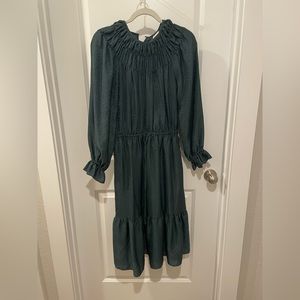 dark green dress from target! silky material. never worn, tags still on!